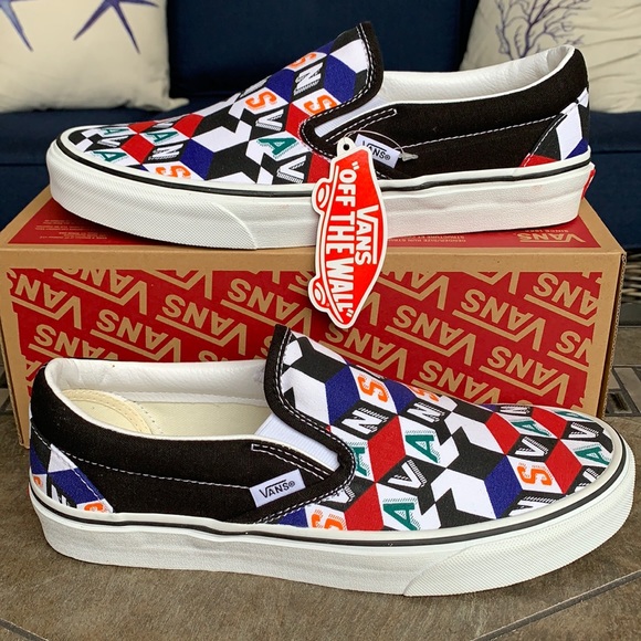 VANS CLASSIC SLIP ON CHECKER CUBE MULTI/TRWHT MENS - Picture 3 of 16
